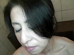 A shower, a tub, a cock suck and a good bed pound for the Asian mature lady Nobuko Tachikawa
