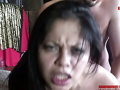 Black haired slut with big natural bosoms gets a boob cum-shot Black haired slut with big natural bosoms gets a boob cum-shot