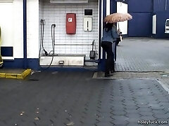 Foxy babe gets porked in the toilet through gloryhole Foxy babe gets porked in the toilet through gloryhole