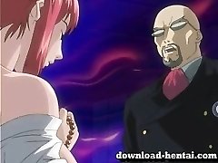 Trussed huge-boobed hentai babe gets hard fuck