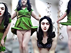 grünes sexy kleid süße shemale ladyboy heißer körper sexy tänzerin cosplayer model