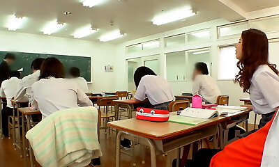 Slinking in front of her friends and tucking her dick in front of them! Part3