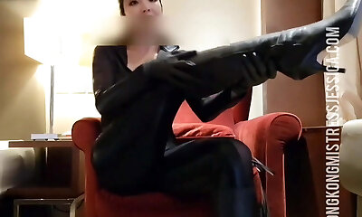 (Preview) E55. Tight catsuit and boots worship cum manage challenge(Full clip: servingmissjessica. com. e55