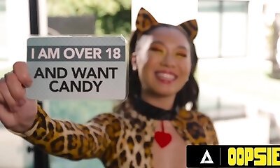 Korean teen over Barely Legal Kimmy Kimm heads wild on huge cock of Charles Dera