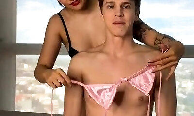 Small breasted asian beauty giving blowjob