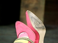 Having two legend hotties on hand for this kind of torture is a real treat. First we hook Wenona up to a cage that provides electrical charges at seemingly random intervals. It's an ingenious way to keep her moaning while we go to work on Darling for a bit. We have more tortures planned than any one model could possibly endure. That's why we have 2 of them here to suffer and yell.