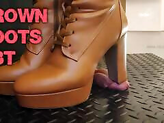 CBT and Cock Crush Trample in Brown Knee bbw shop liftr Boots with TamyStarly - Ballbusting, Bootjob, Shoejob