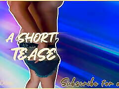 Wifey looks boy 14 th in a pair of daisy duke shorts - then strips to put on a nude show