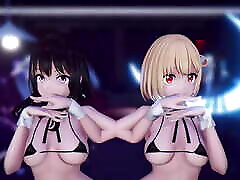 2 carino adolescenti danza in costume da bagno sexy graduale spogliarsi 3d hentai