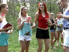 Filthy kinner fight sluts turn an outdoor party into wild fuck