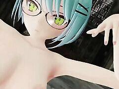 Tokoyami Towa Nekogirl Hentai Nude Dance two small sexytits 3D Clear Blue Hair Color Edit Smixix
