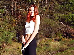 My Redhead Girlfriend Always Wants To Fuck, Even On A Walk In The Forest! Polish couple IN ACTION