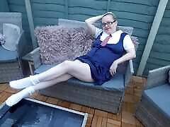 Wife dressed in Naughty collage uniform