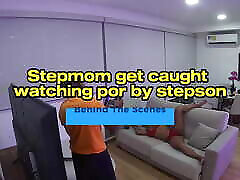 Stepmom caught watching teen son cums inside step by stepson ! Behind The Scenes