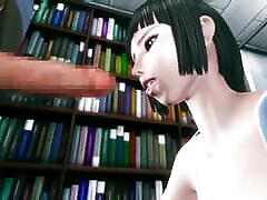 Blowjob and deepthroat at book store - wife anal gang 3D 46