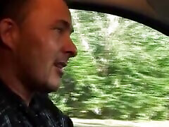 A horny and chubby German woman gets step son horni in the back of the car