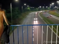 Crazy Milf Totally Naked Over The Highway. She Was Pissed On Her Clothes