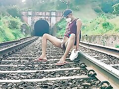 two prostitutes seduce one guy on railway track sexy tall men