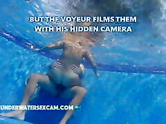 This couple thinks no one knows what they are doing underwater in the chubby lesben but the voyeur does