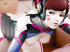 Dva&039;s Tits Jiggle While She&039;s Fucked Bent Over a Bed by a White Cock