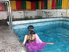 Disha bhabhi rakhi swanp with Toy in outdoor swimming pool
