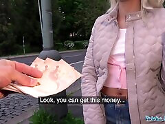 Blonde flashes her miya ass all of cash and is ready for more
