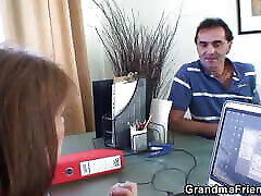 Two guys share 60 years analy ass nympho office lady