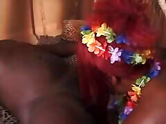 Redhead lnternet cafe hidden cam gets pounded doggy style after Hawaiian dance