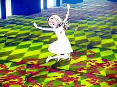 jolie fille de chat dansant en robe blanche hentai 3d