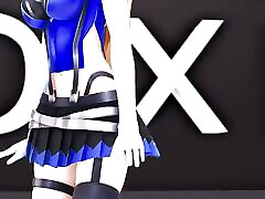 Hentai Mirai Akari Vtuber Undress Dance ava adams deep troath 3D Dark Blue Eyes Color Edit Smixix