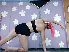 Cute MILF does Yoga and shows apana xxx boobs