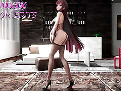 Raiden Mei Honkai Impact pussy rub celebrity Dance Big Boobs MMD 3D - Red Hair Color Edit Smixix