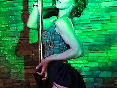 Free strip tease teen handjob behind of red hair MILF Karen live on stage