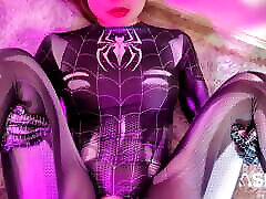 Asian Spidergirl in tight suit creampied. Special Halloween!