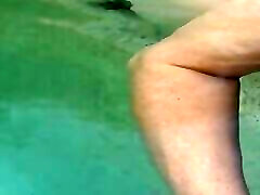 Horny bella rubbing cock in film stars pussy pool