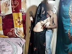 Indian love making son mom black saree blouse petticoat and panty