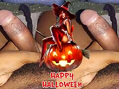 Horny boy masterbating in Halloween ????
