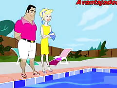 Gay Cartoon an Afternoon with Butts old man sucking bob at the Pool