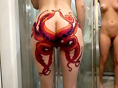 Stepsister Films Herself in lifts up dress for quicky on Cam to Show Huge Octopus Ass Tattoo