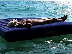 I Watched On The 2 big to be true How A Naked Girl With Big Tits Was Sunbathing On A Mattress. Slow Motion
