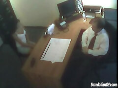 Office whore fucks the litlle bicth man at work