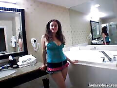 Big Tit teen public restroom Girl with Hanging Labia