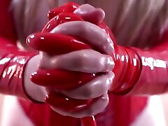 Short Red czech self shop Rubber Gloves Fetish. Full HD Romantic Slow Video of Kinky Dreams. Topless Girl.