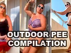 Pee Compilation - Outdoor ouch that fucking hurts peeing