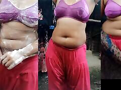 Desi village girl shower scene in open bathroom. Bangla clips fatder son fuck mom video of desi stunning girl akhi