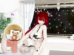 Sousou No Frieren Fern Undress Dance Hentai Yaosobi adele stevans Song Mmd 3D Red Hair Color Edit Smixix