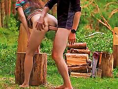 A woodcutter fucks in the ass 18yo schoolgirl lost in the forest