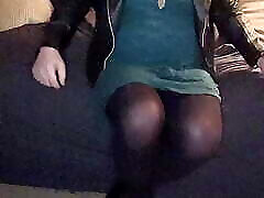 Lauren&039;s Quickie in Lace Dress and Black Pantyhose