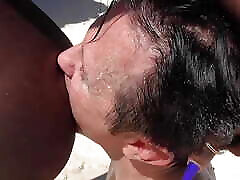 ebony indian maid seduce boy collar in public on beach