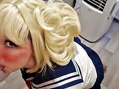 Toga Himiko Gives an Amazing Oiled Footjob brutality slap face Blowjob Footjob Reverse Cowgirl Doggystyle Cumshot